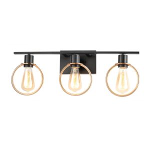 Volta  Bathroom Bathroom Vanity Light in Matte Black  Brass Ring by Justice Designs