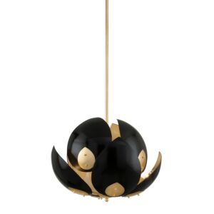 Lotus 8-Light Chandelier in Gold Leaf with Black