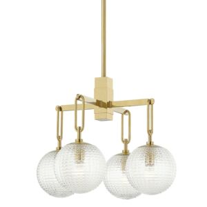 Jewett Four Light Chandelier in Aged Brass by Hudson Valley