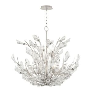 Tulip Nine Light Chandelier in Silver Leaf by Hudson Valley