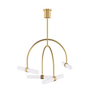 Calumn 4-Light LED Chandelier in Natural Brass