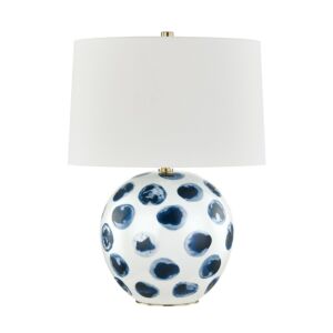 Blue Point One Light Table Lamp in White Bisque Blue Dots by Hudson Valley