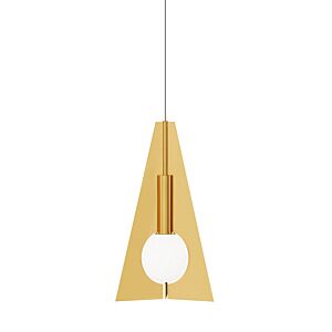 Orbel Pyramid 1-Light LED Pendant in Natural Brass