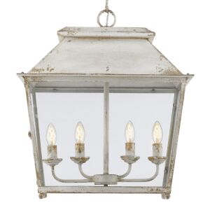 Abingdon Four Light Pendant in Antique Ivory by Golden