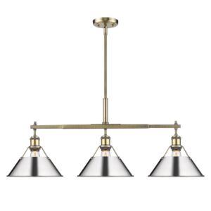 Orwell AB 3-Light Linear Pendant in Aged Brass