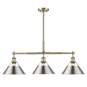 Orwell AB 3-Light Linear Pendant in Aged Brass