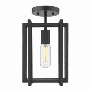 Tribeca BLK One Light Semi Flush Mount in Matte Black by Golden