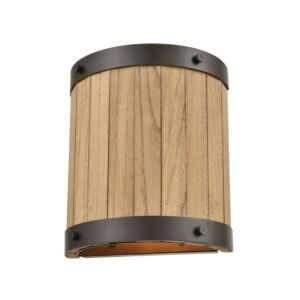 Wooden Barrel  Wall Sconce in Oil Rubbed Bronze by ELK Home