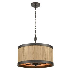 Wooden Barrel  Chandelier in Oil Rubbed Bronze by ELK Home