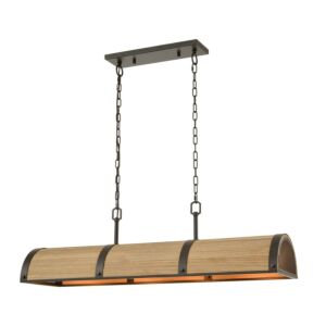 Wooden Barrel  Island Pendant in Oil Rubbed Bronze by ELK Home