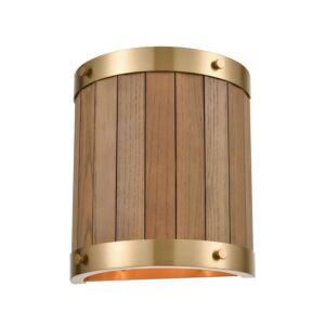 Wooden Barrel  Wall Sconce in Satin Brass by ELK Home