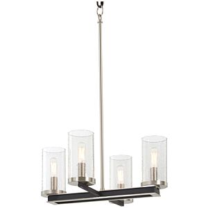 Cole'S Crossing Four Light Pendant  Semi Flush in Coal With Brushed Nickel by MinkaLavery