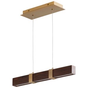 Decca LED Pendant in Aged Brass W  Walnut by Oxygen Lighting