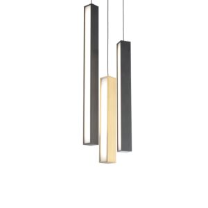 Chaos 3-Light LED Pendant in Black with Aged Brass & Black