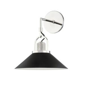 Syosset One Light Wall Sconce in Polished Nickel Black by Hudson Valley