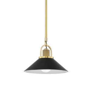 Syosset 1-Light Pendant in Aged Brass with Black