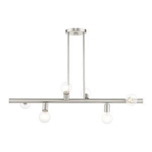 Bannister 6-Light Linear Chandelier in Brushed Nickel