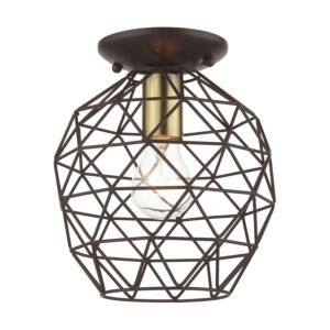 Geometrix 1-Light Flush Mount in Bronze w with Antique Brasss