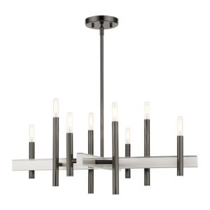 Denmark 8-Light Chandelier in Black Chrome w with Brushed Nickels