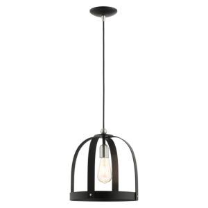 Stoneridge 1-Light Pendant in Textured Black w with Brushed Nickels
