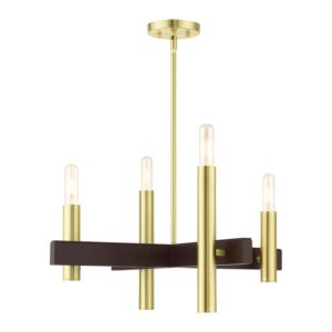 Helsinki 4-Light Chandelier in Satin Brass w with Bronzes