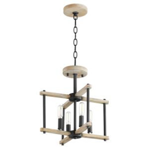 Silva 4-Light Dual Mount in Textured Black w with Weathered Oak Finish