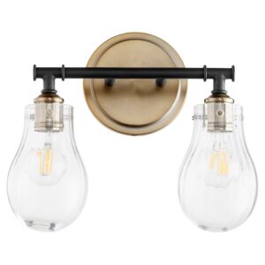 511 Lighting Series 2-Light Bathroom Vanity Light in Textured Black w with Aged Brass