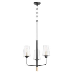 Dalia 3-Light Chandelier in Textured Black w with Aged Brass