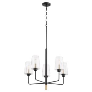 Dalia 5-Light Chandelier in Textured Black w with Aged Brass