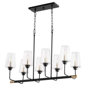 Dalia 8-Light Chandelier in Textured Black w with Aged Brass