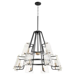 Tioga 12-Light Chandelier in Textured Black w with Aged Brass