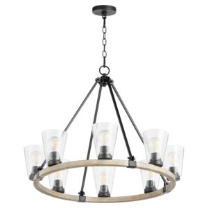 Paxton 8-Light Chandelier in Textured Black w with Weathered Oak Finish