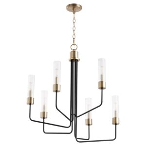 Helix 6-Light Chandelier in Textured Black w with Aged Brass