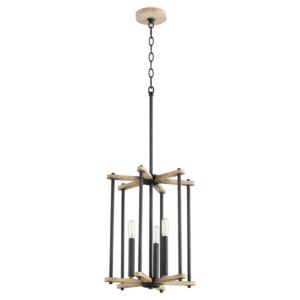 Silva Three Light Entry in Textured Black  Weathered Oak Finish by Quorum International