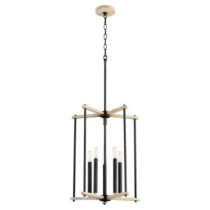 Silva 5-Light Entry in Textured Black w with Weathered Oak Finish