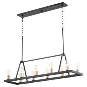 Paxton 10-Light Chandelier in Textured Black w with Aged Brass