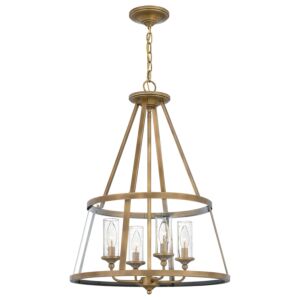 Barlow Four Light Pendant in Weathered Brass by Quoizel