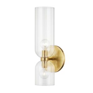 Sayville Two Light Wall Sconce in Aged Brass by Hudson Valley