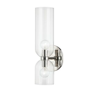 Sayville Two Light Wall Sconce in Polished Nickel by Hudson Valley