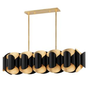 Banks 12-Light Island Pendant in Gold Leaf with Black