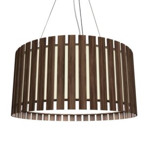 Slatted LED Pendant in American Walnut