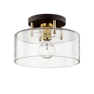 Bergamot Station One Light SemiFlush Mount in BronzeBrushed Brass by Troy Lighting