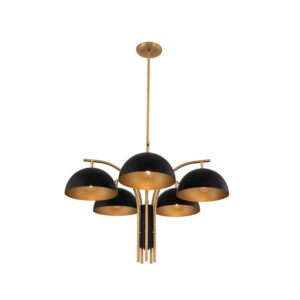 Marcel Five Light Chandelier in Matte Black New Brass by Kalco