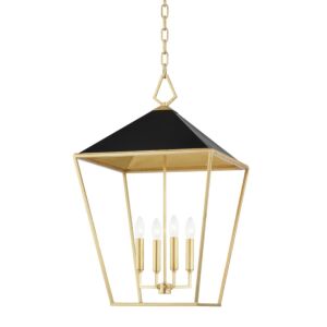 Paxton 4-Light Pendant in Gold Leaf with Black