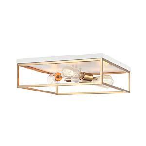 Clarke 3-Light Flush Mount in White with Aged Gold Brass