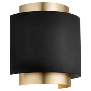 5610 Half Drum Sconce One Light Wall Sconce in Textured Black  Aged Brass by Quorum International