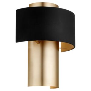 5611 Half Drum Sconce 1-Light Wall Sconce in Textured Black w with Aged Brass