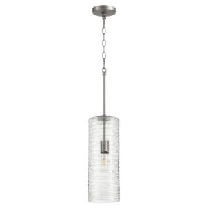 1-Light Pendant in Satin Nickel w with Textured Glass