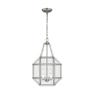 Morrison Three Light Lantern in Brushed Nickel by Visual Comfort Studio