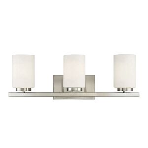  Three Light Bathroom Vanity Light in Brushed Nickel by Meridian